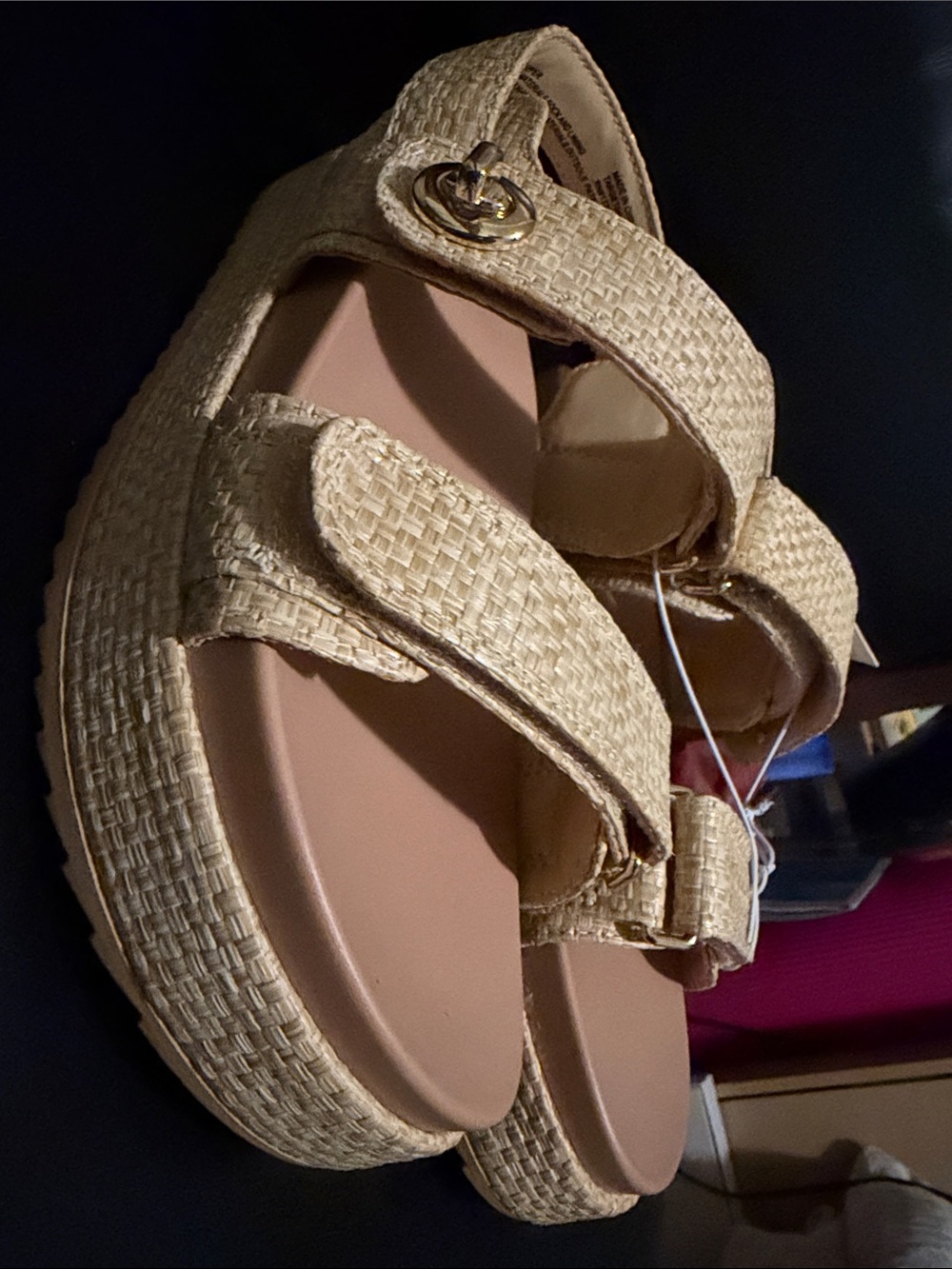 a new day Tan Woven Platform Sandals with Adjustable Straps